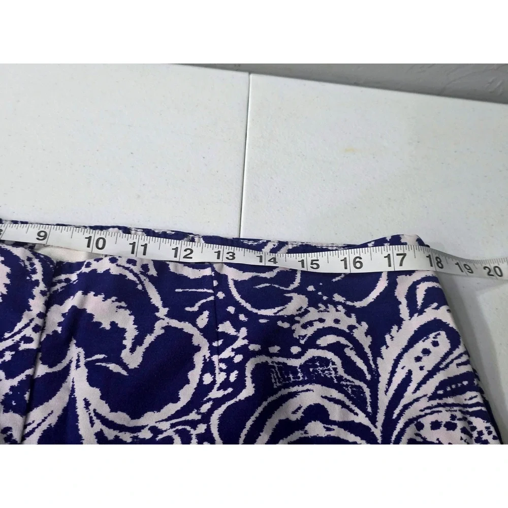Chico's Blue White‎ Scroll Paisley Crop Pants Size 1.5 M Pull On  Side Zip